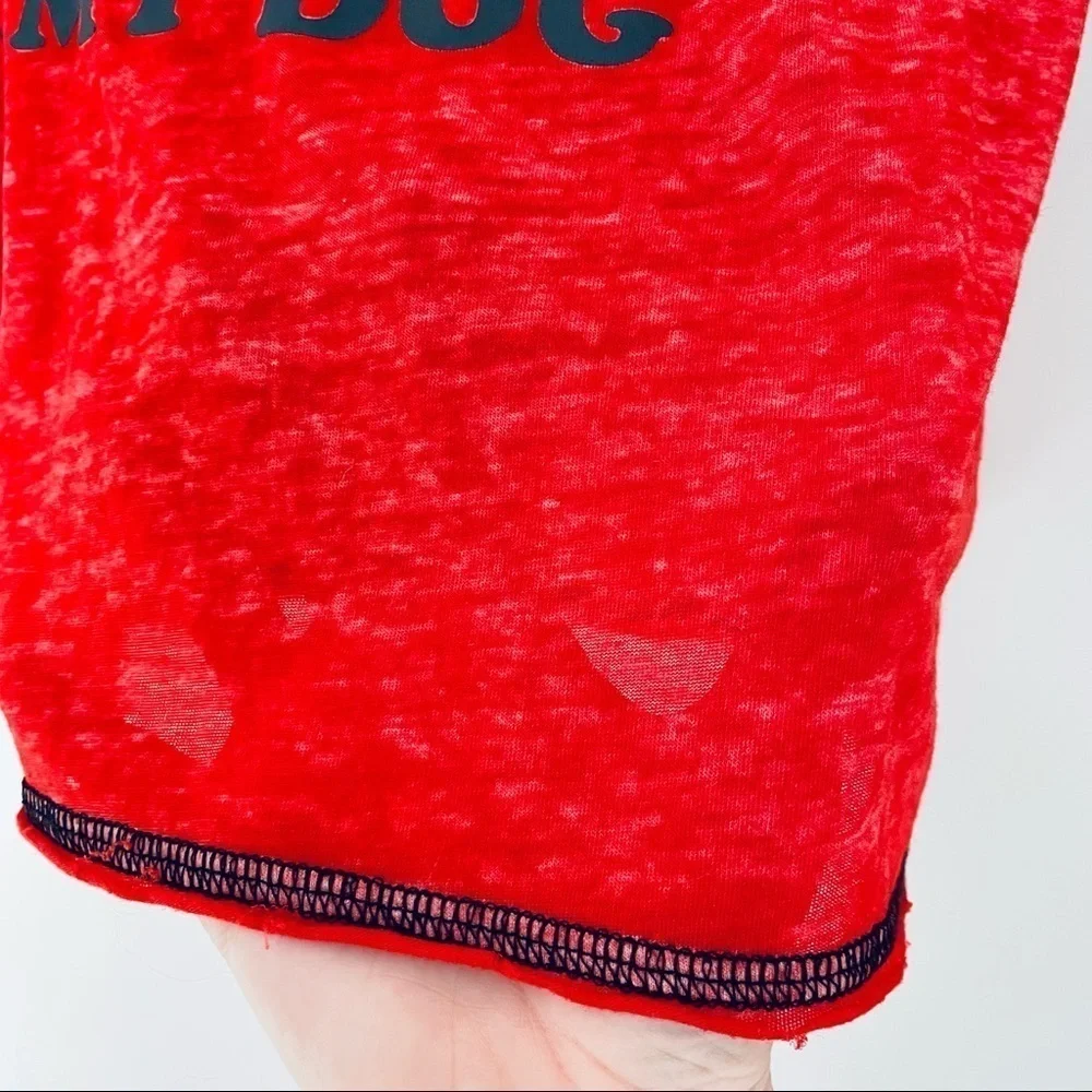 🎯3/$10 Disney Mickey Red Slub Graphic Tee I Just Want To Hang With My Dog